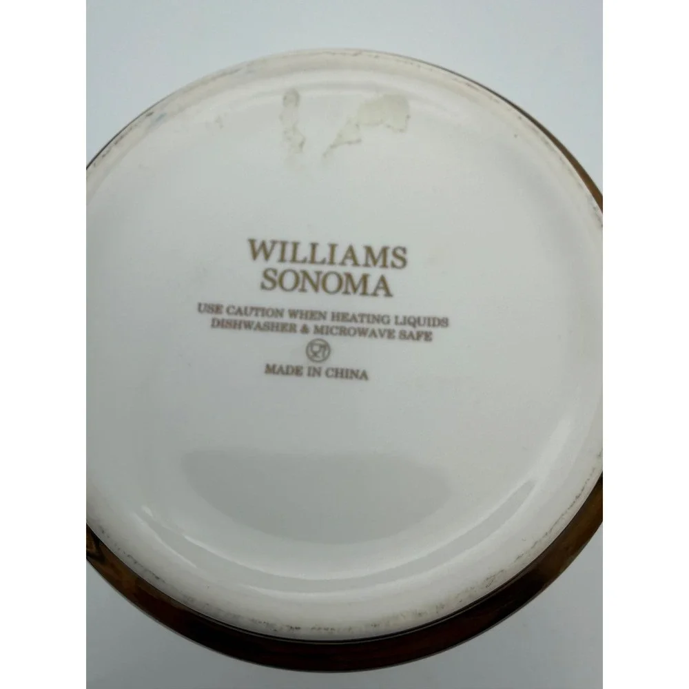 Williams Sonoma Monogram Letter B Coffee Mug White Gold Metallic Initial Cup